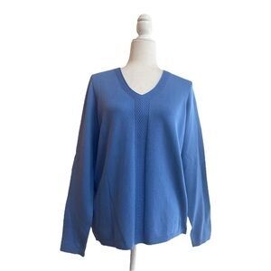 Talbots Blue V Neck Long Sleeve Womens Size M Classic Pullover Career